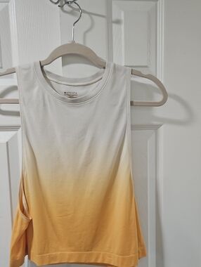 Athleta White to Yellow Ombre Crewneck Muscle Tank